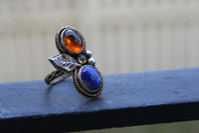Load image into Gallery viewer, Amber, Citrine &amp; Lapis Ring